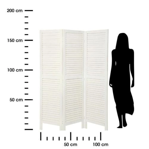 Parawan pokojowy drewniany biały Camila 3-skrzydłowy retro do sypialni Atmosphera