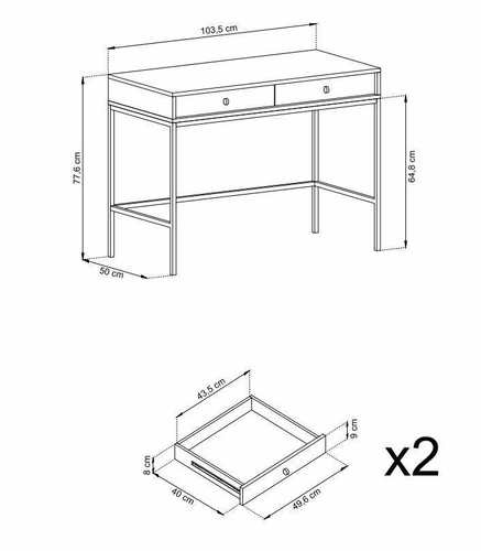 Nowoczesna toaletka Evora granatowa z szufladami do sypialni glamour 104 cm Intesi