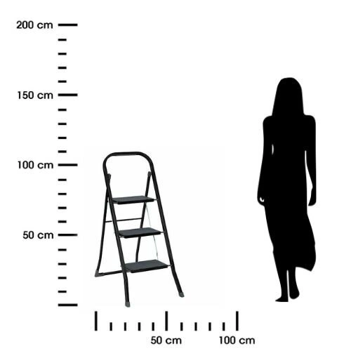 Drabinka składana 3-stopniowa metalowa    czarna