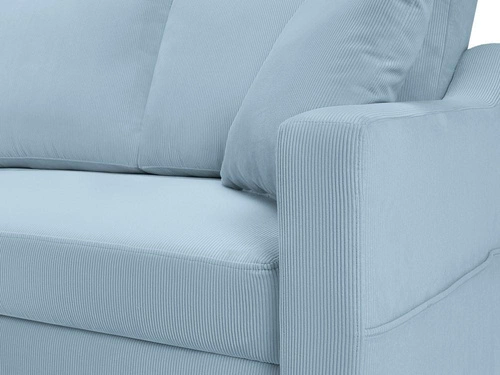 Narożnik z funkcją spania Rose Light Blue Corduroy lewostronny