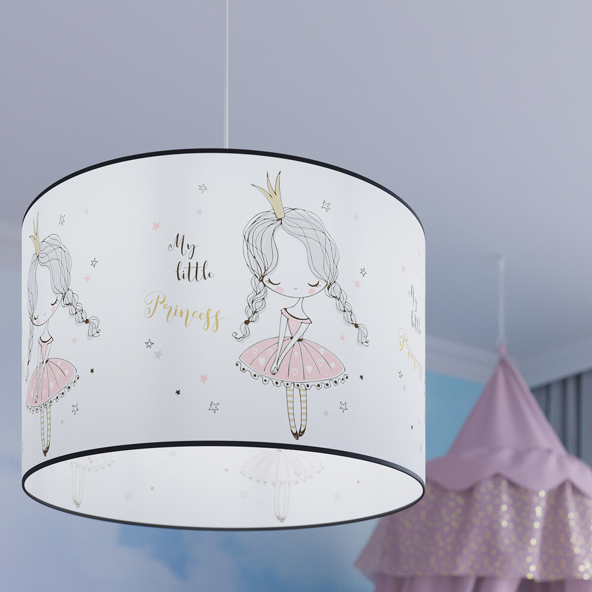 Lampa wisząca PRINCESS 30 nowoczesna z abażurem do pokoju dziecka bajkowa wielokolorowa