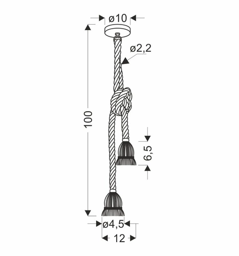 Lampa wisząca Videa czarna sznurkowa 2-punktowa do salonu i jadalni loftowa
