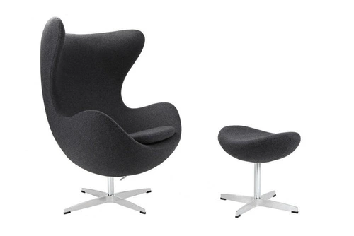 Fotel uszak Jajo z podnóżkiem do salonu szary kaszmir nowoczesny obrotowy D2.DESIGN