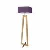 Lampa podłogowa JAWA fioletowa z abażurem i dębowym stelażem do salonu LYSNE nowoczesna