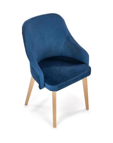 Krzesło do jadalni Alain Intesi tapicerowane welur granatowy z podłokietnikami drewniane