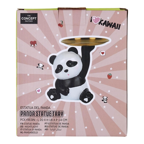 Figurka dekoracyjna Panda Intesi organizer ze złotą tacą do salonu i przedpokoju