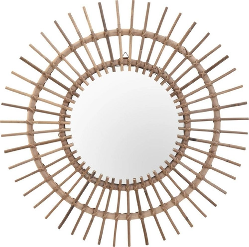 Lustro okrągłe boho Intesi Altea wiszące do przedpokoju w wiklinie naturalne 90 cm