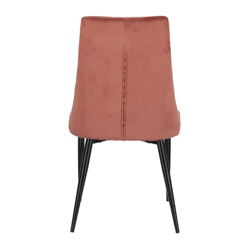 Krzesło Magnat różowe tapicerowane welur glamour na czarnych metalowych nogach do jadalni Intesi