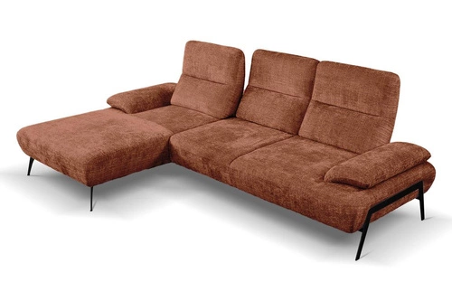 Nowoczesny narożnik Rasmus lewy terrakota z regulowanym oparciem do salonu Intesi