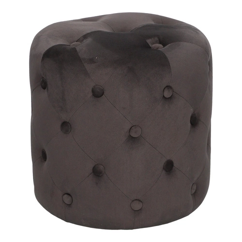 Pufa Adriana welurowa okrągła pikowana szara do salonu glamour 38 cm Atmosphera