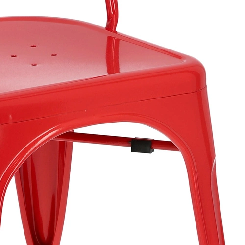 Krzesło metalowe Paris czerwone inspirowane Tolix do jadalni i kuchni styl industrialny