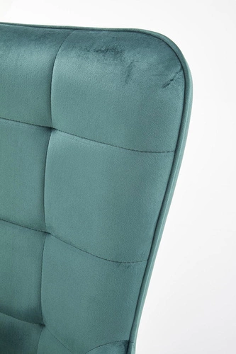 Fotel uszak Cabres zielony ciemny nowoczesny do salonu z podłokietnikami na złotych nogach