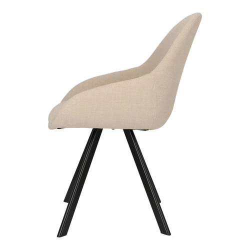 Krzesło tapicerowane Nels beżowe z podłokietnikami do jadalni nowoczesne czarne nogi Intesi