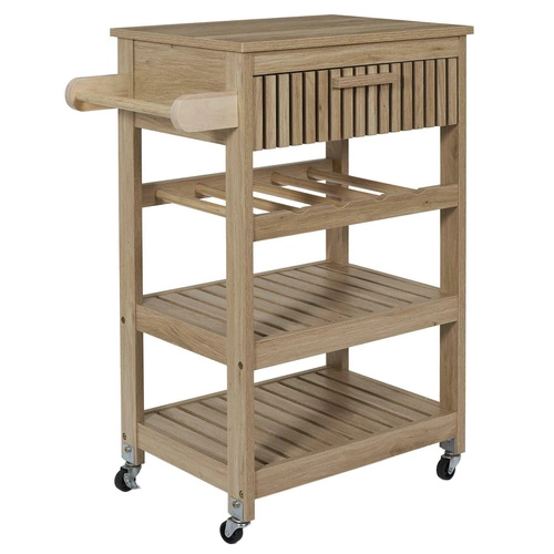 Intesi Klaus drewniany wózek kuchenny na kółkach pojemny skandynawski do kuchni i jadalni