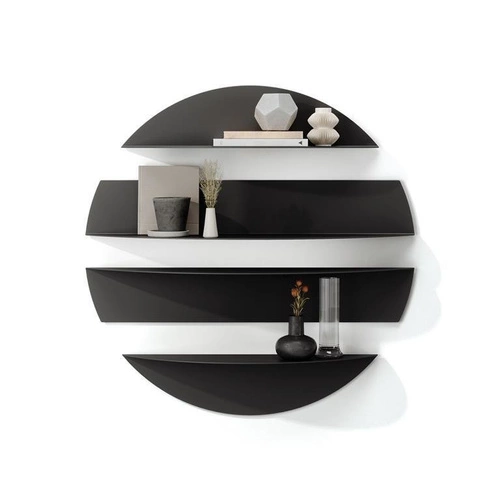 Półka ścienna Solis Umbra czarna metalowa okrągła nowoczesna na dekoracje do salonu