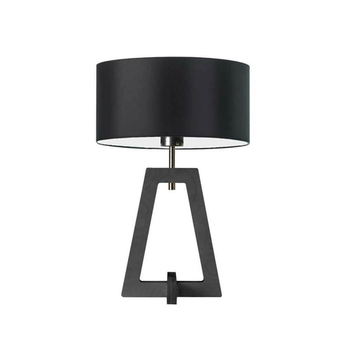 Lampka nocna Clio czarna glamour z abażurem drewniana do sypialni lub salonu personalizowana