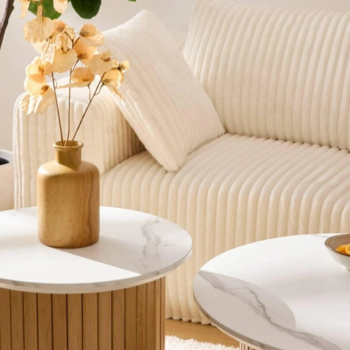 Stolik kawowy Homelya okrągły 45 cm marmurowy do salonu