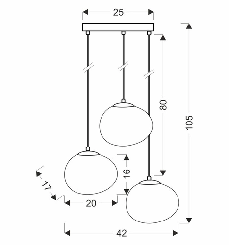 Lampa wisząca STONES talerz czarny 20cm  3x40W E27 klosz biały