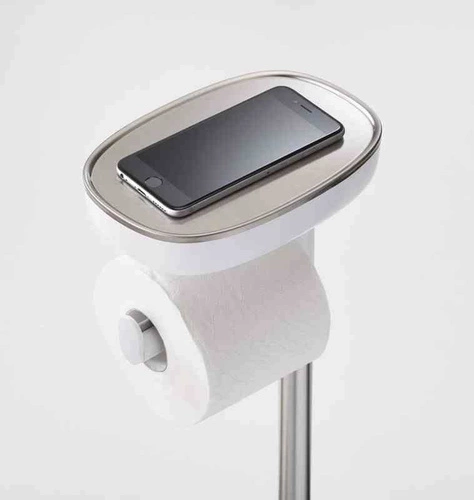 Stojak na papier i szczotkę toalet JJ biały/srebrny