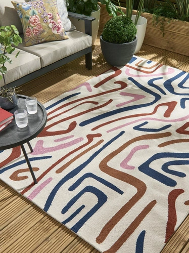 Dywan zewnętrzny Synchronic Orchid 140x200 boho łatwoczyszczący na taras i balkon multikolor