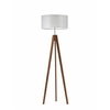 Lampa podłogowa drewniana HAITI Lysne z jasnoszarym abażurem do salonu i sypialni