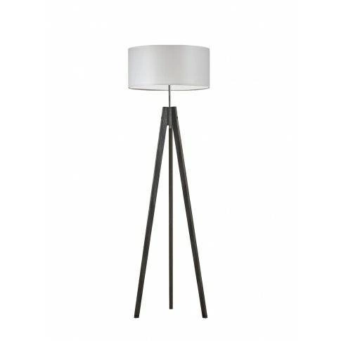 Lampa podłogowa drewniana HAITI jasny szary abażur glamour do salonu i sypialni Lysne