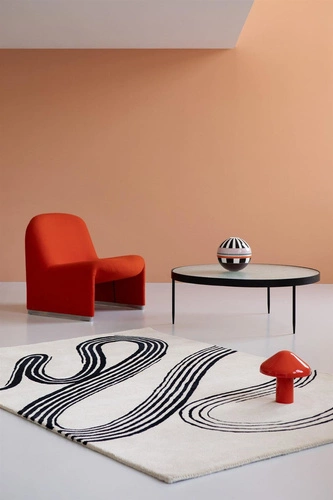 Decor Flow beżowy dywan nowoczesny wełniany do salonu ręcznie tkany 250x350cm