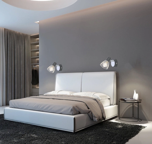 Nowoczesny kinkiet ścienny Modo czarny z chromem metalowy z ruchomym kloszem do sypialni