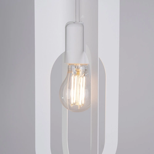 Nowoczesna biała lampa wisząca NICUS 1 do salonu, jadalni lub kuchni metalowa 140 cm