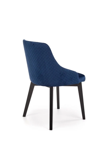 Krzesło tapicerowane welur Albe granatowe z podłokietnikami do jadalni Intesi