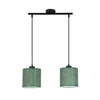 Lampa wisząca Patti czarny 2x60 E27  abażur walec 15x15 plecionka zielona