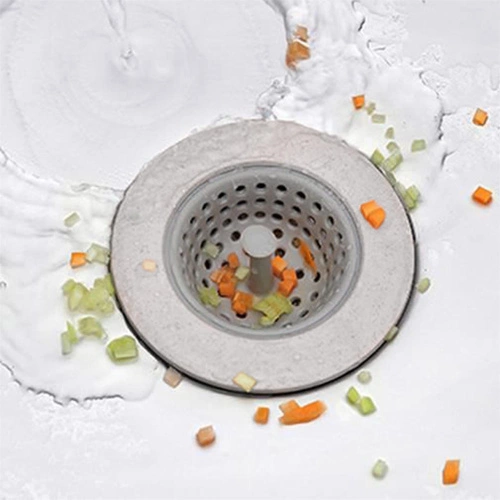 Sitko do zlewu kuchennego Intesi szare silikonowe i stal nierdzewna nowoczesne 11 cm