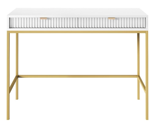 Toaletka Delicious biała z szufladami nowoczesna do sypialni na złotych nogach Intesi