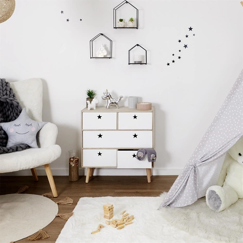 Komoda z szufladami Etoile biała skandynawska na nóżkach 69 cm do sypialni i salonu Intesi