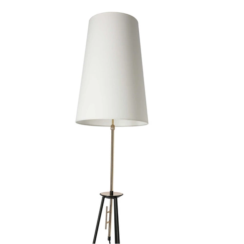 Lampa podłogowa Taflo do salonu nowoczesna czarno-złota z abażurem