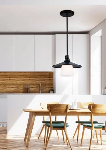 Lampa wisząca Loft czarna metalowo-szklana do salonu i kuchni nad stół 26 cm