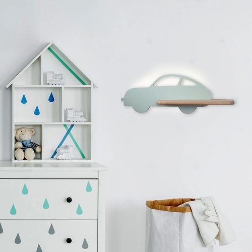Kinkiet ścienny Car LED 5W miętowy klasyczny drewniany do pokoju dziecięcego CANDELLUX