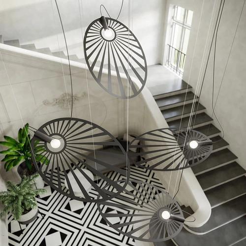 Lampa wisząca LEHDET czarna nowoczesna metalowa do salonu i jadalni regulowana 150 cm