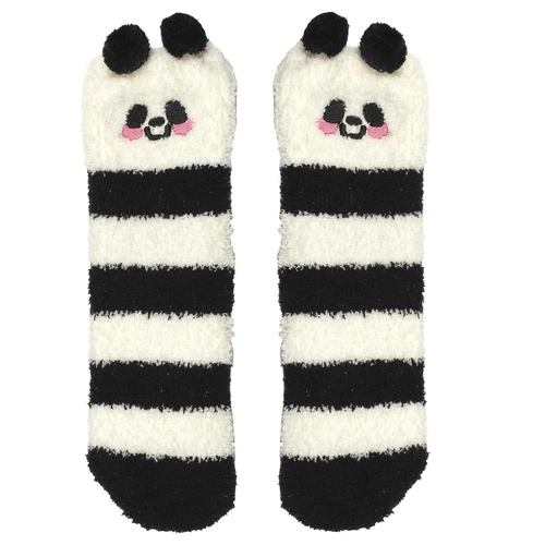 Skarpetki pluszowe Panda Intesi czarne przytulne ciepłe skarpetki damskie do domu
