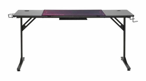 Biurko gamingowe czarne Vander Intesi nowoczesne do pracy z uchwytem na napój i akcesoria 160x60 cm