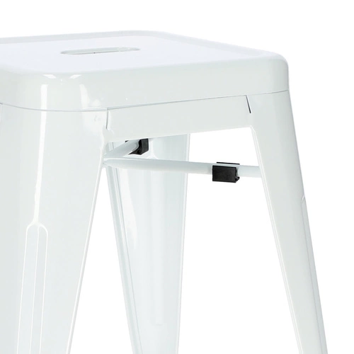 Taboret metalowy Paris biały inspirowany Tolix do kuchni i jadalni nowoczesny industrialny 46 cm