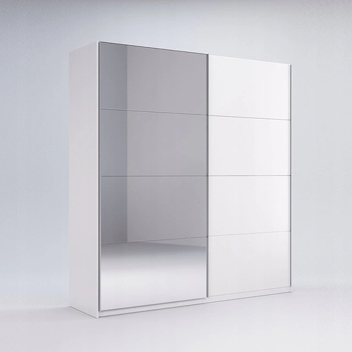 Szafa przesuwna Flory z lustrem biała połysk nowoczesna do sypialni 150 cm