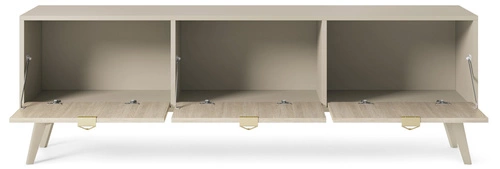 Szafka RTV drewniana Sage 160 cm stojąca do salonu w stylu boho glamour z jodełką