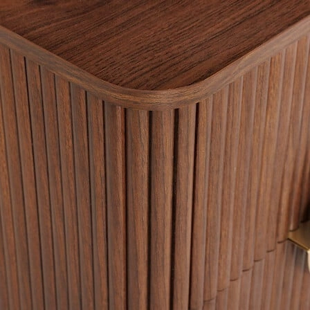 Szafka nocna Atmosphera Wany 45 cm orzechowa, 2 szuflady, styl japandi/boho, eleganckie frezowane fronty