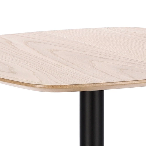 Stół okrągły do jadalni Mizo 60 cm fornir dębowy czarna noga nowoczesny Intesi