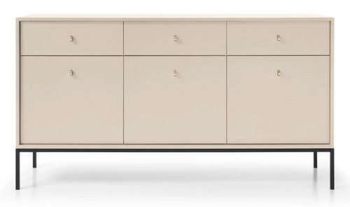 Komoda Evora nowoczesna beżowa z szufladami na wysokich nogach 154 cm do salonu Intesi