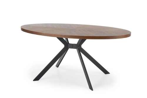 Stół okrągły do jadalni Locco orzechowy nowoczesny na czarnych nogach 170x90 cm Intesi