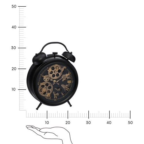 Zegar stojący Janis czarny retro metalowy z cichym mechanizmem do salonu lub sypialni 33 cm