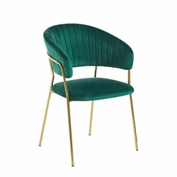 Krzesło do jadalni Glamour Velvet Intesi tapicerowane welur zielony ze złotymi nogami