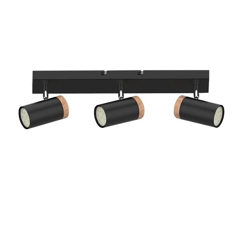 Lampa Lagos czarny 3x15W GU10 klosz  czarny+drewniany